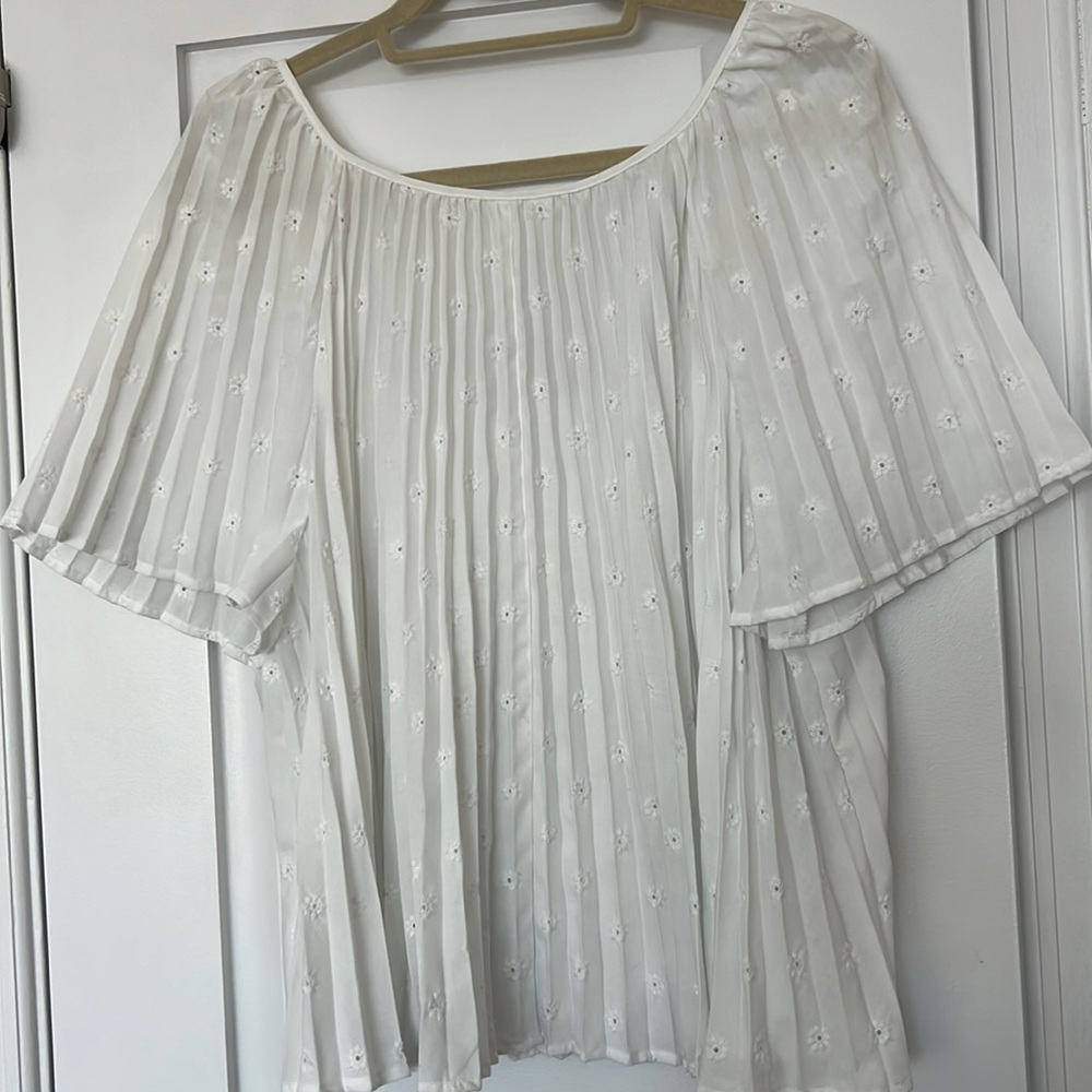 Sezane White Pleated Top